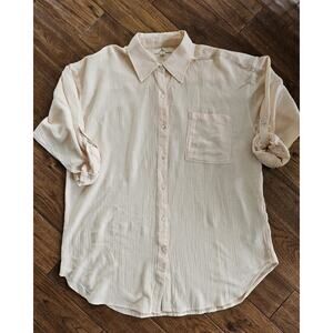 Rip Curl Linen Blend Gauze Button Down Shirt Women's Size XL Beach Surfer NWT